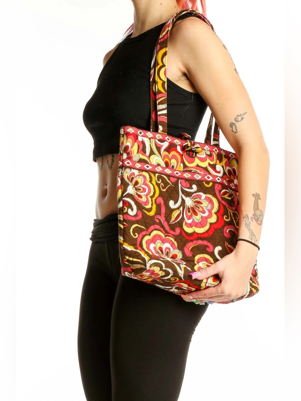 Vera Bradley Puccini Floral Pattern Quilted Cotton Tote Bag